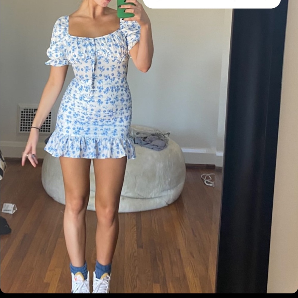 blue floral dress